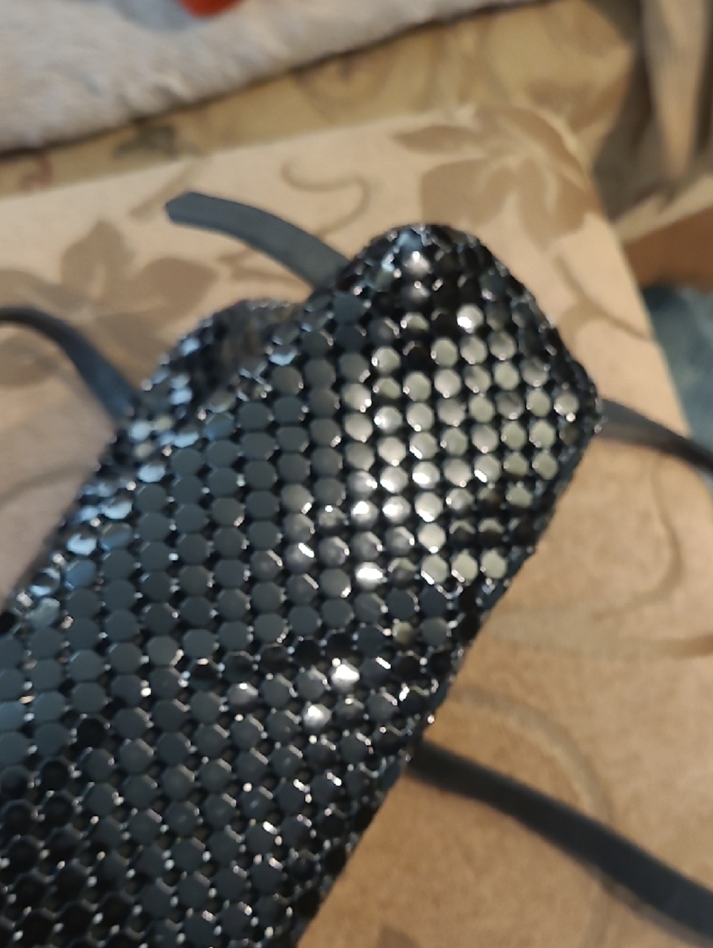 Glossy Black Sequin Crossbody Bag - Women's Fashion - Picture 4 of 6